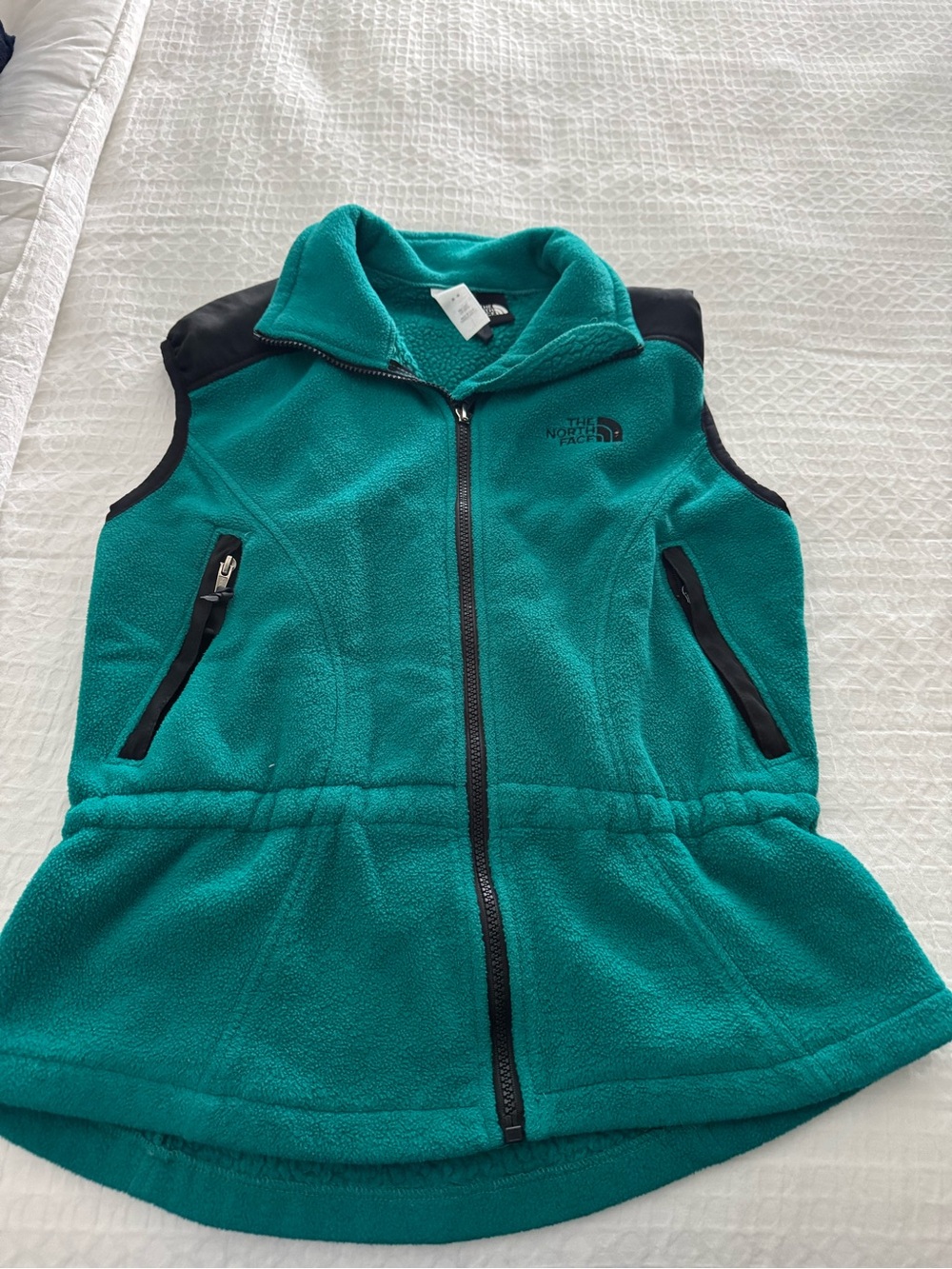The North Face Teal Fleece Vest with Black Trim